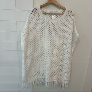 Tommy Bahama Fringe-Trim Beach Poncho Knit Top NWT